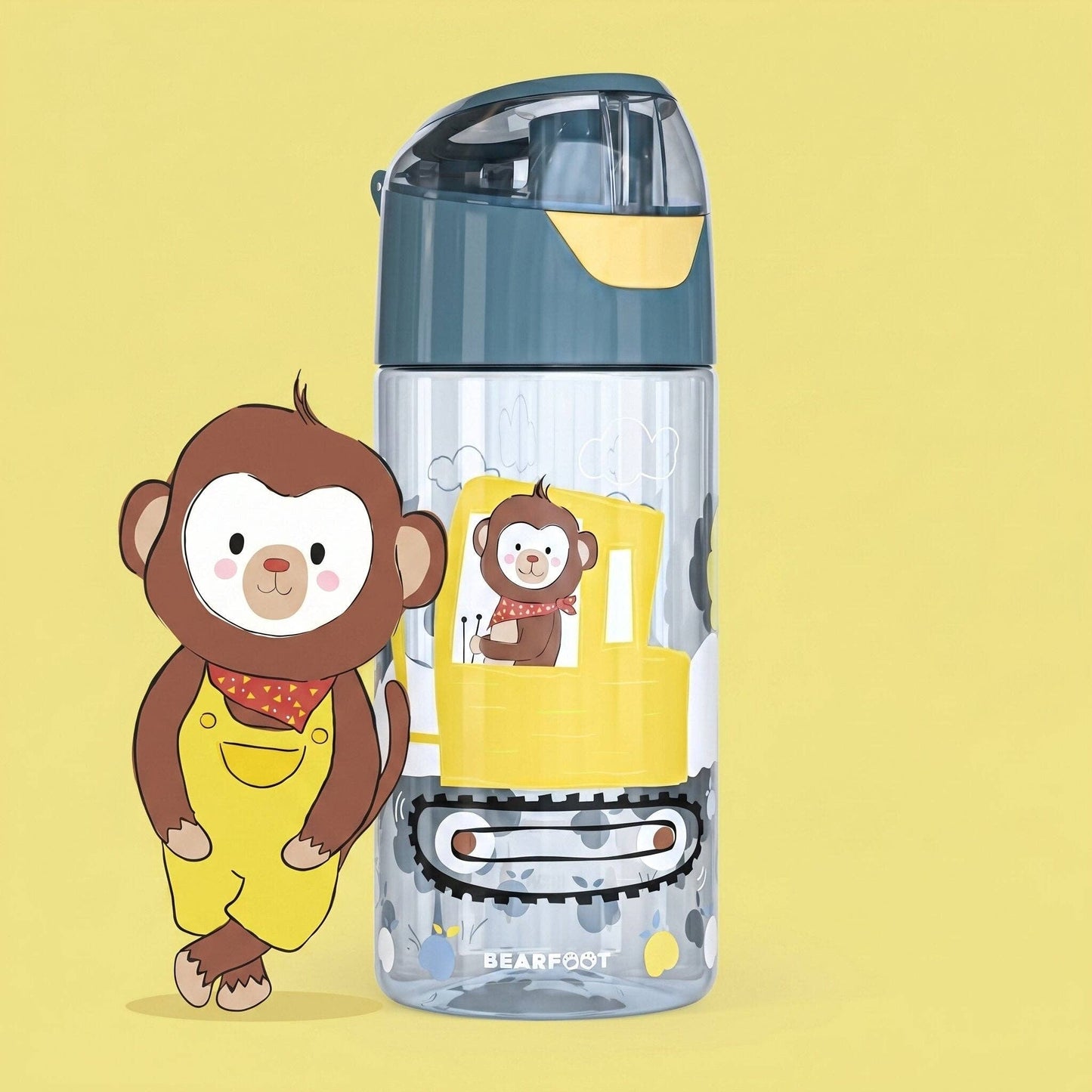 Bearfoot Trinkflasche 450ml - Bagger & Affe