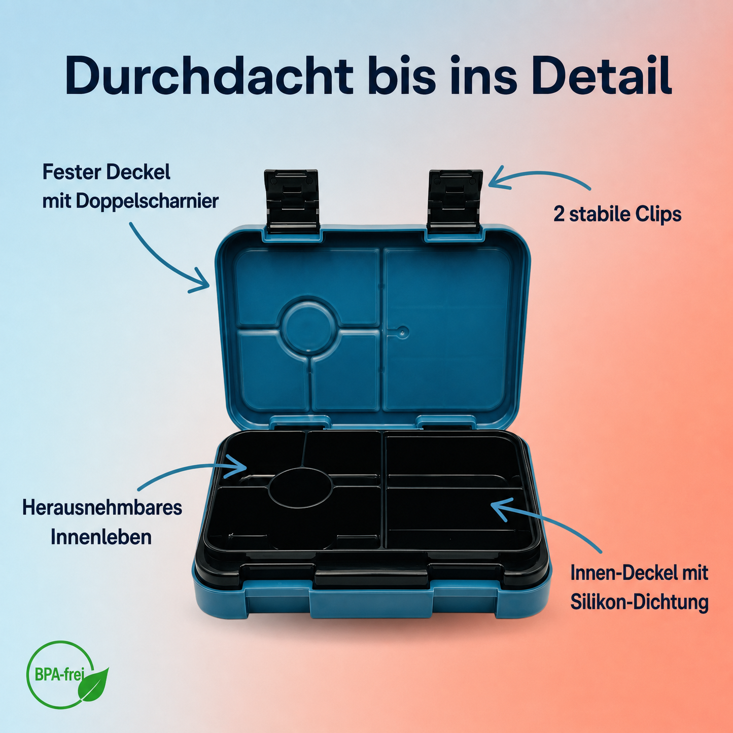 JENARD Brotdose mit Fächern – Astronaut Blau