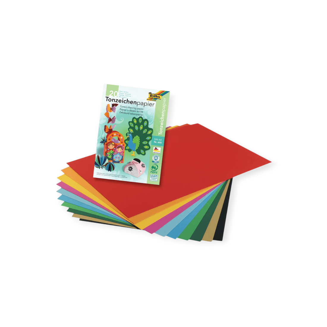 FOLIA Tonpapierblock A4 - 20 Blatt assortiert - Siliblu Boutique &amp; Atelier