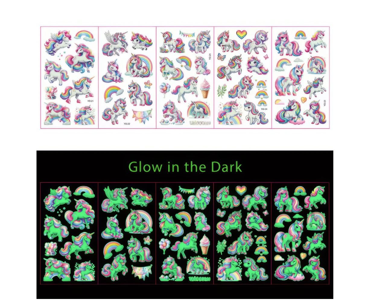 Glow in the Dark Tattoos Einhorn - Siliblu Boutique & Atelier