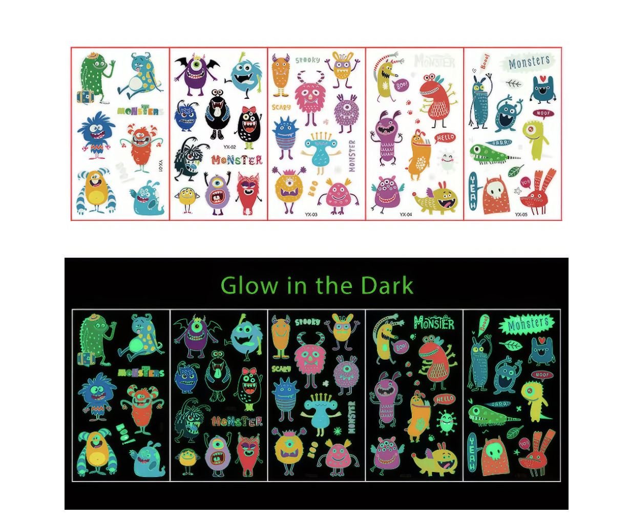Glow in the Dark Tattoos Monster - Siliblu Boutique & Atelier
