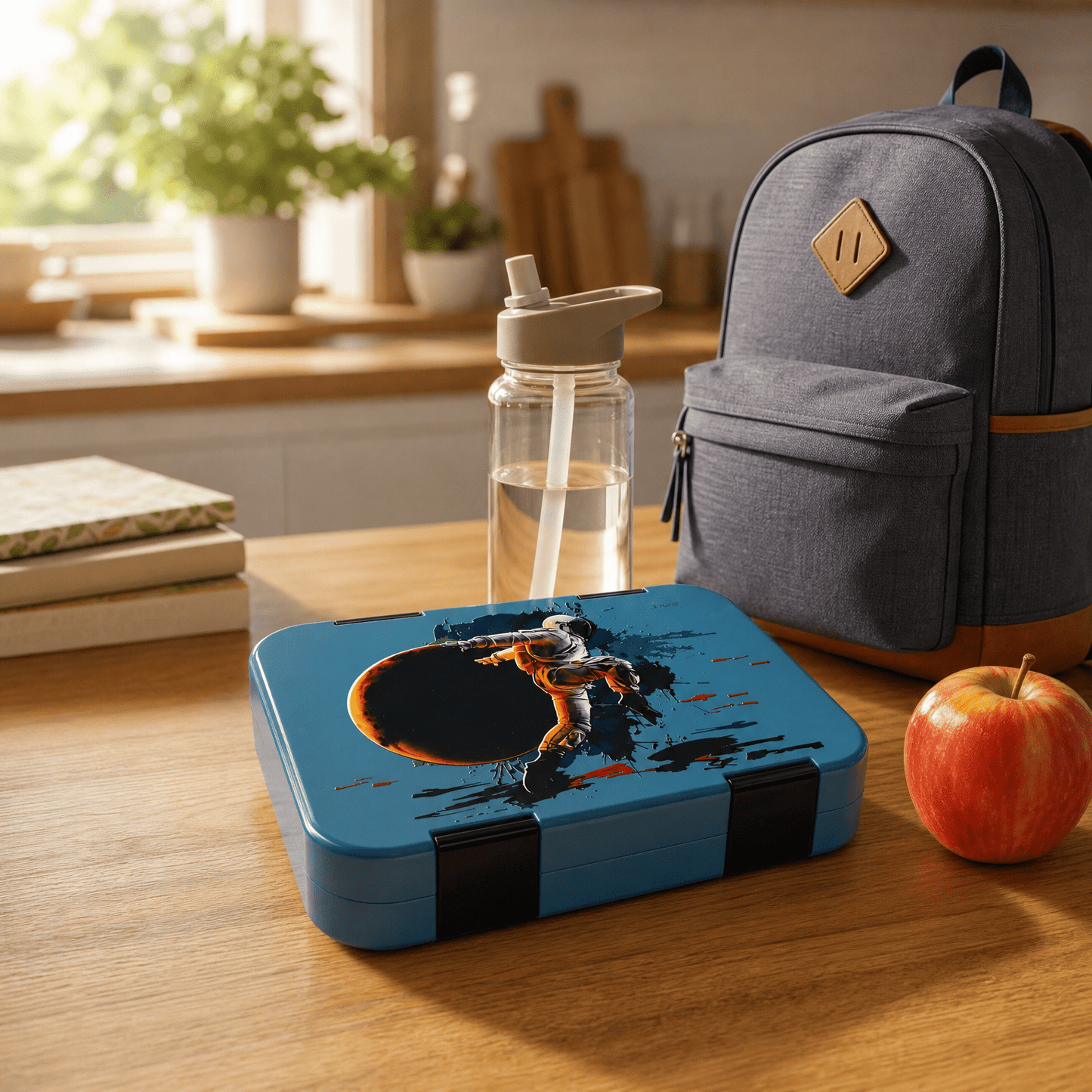 JENARD Brotdose mit Fächern – Astronaut Blau - Siliblu Boutique & Atelier