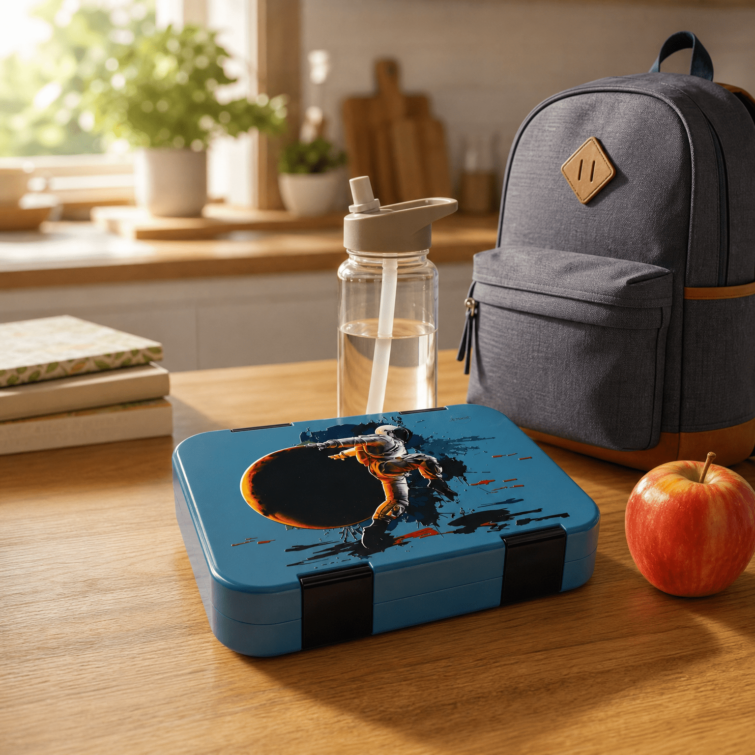 JENARD Brotdose mit Fächern – Astronaut Blau - Siliblu Boutique & Atelier