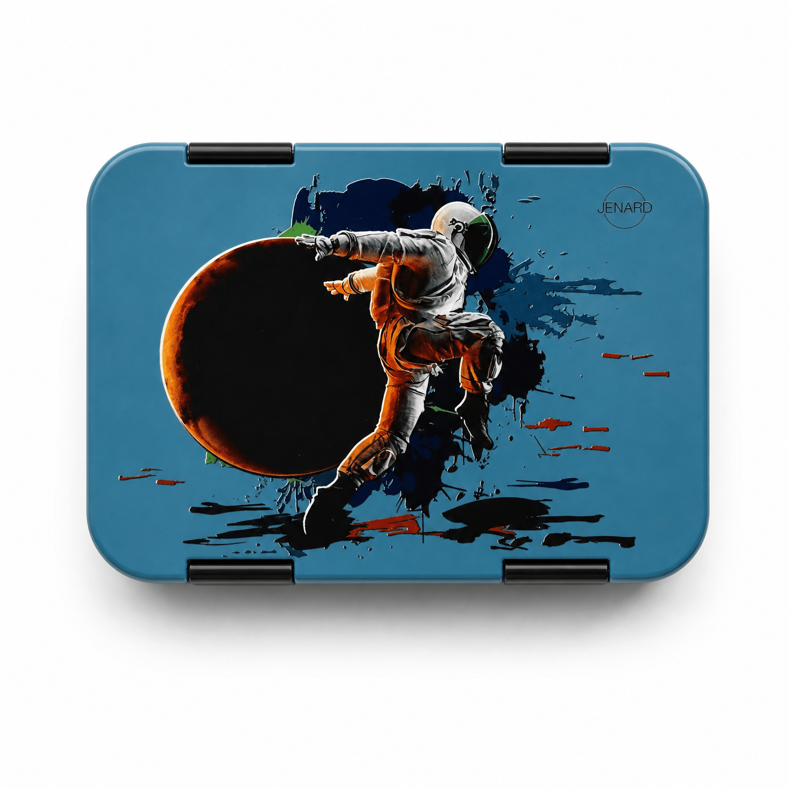 JENARD Brotdose mit Fächern – Astronaut Blau - Siliblu Boutique & Atelier