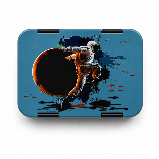 JENARD Brotdose mit Fächern – Astronaut Blau - Siliblu Boutique & Atelier