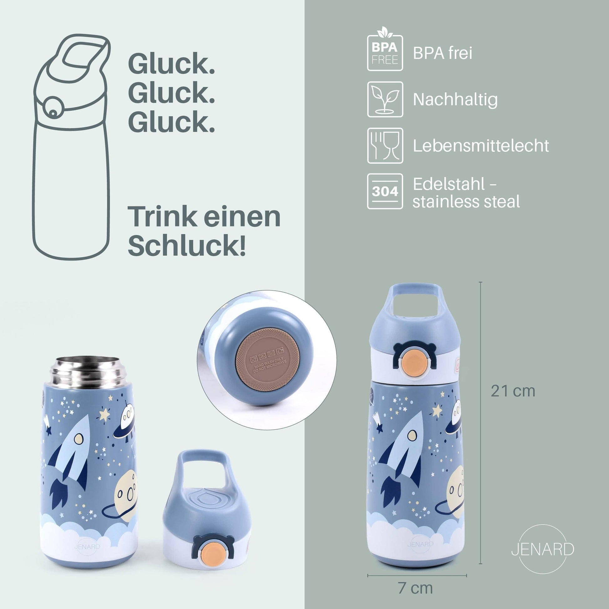 JENARD Trinkflasche Edelstahl - Weltall - Siliblu Boutique & Atelier