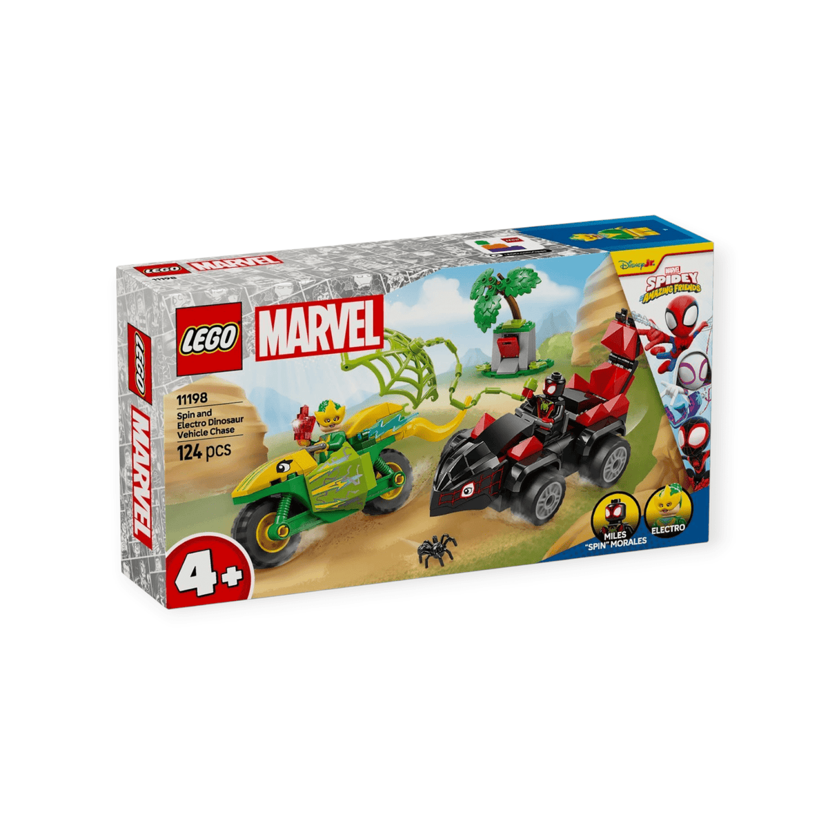 LEGO Marvel - Actionspass mit Spin und Electro in ihren Dino - Flitzern - Lego Spidey 124tlg - Siliblu Boutique &amp; Atelier