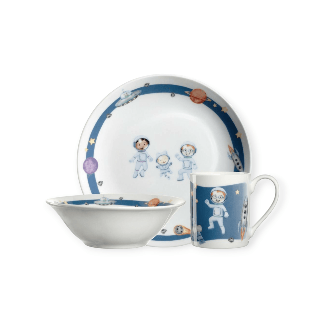 Leonardo Kindergeschirrset Avventura 3 - teilig, Weltall - Siliblu Boutique &amp; Atelier
