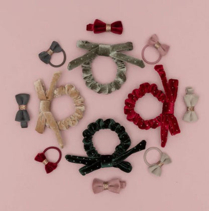 Mimi &amp; Lula Christmas Velvet Bow Scrunchies - Siliblu Boutique &amp; Atelier