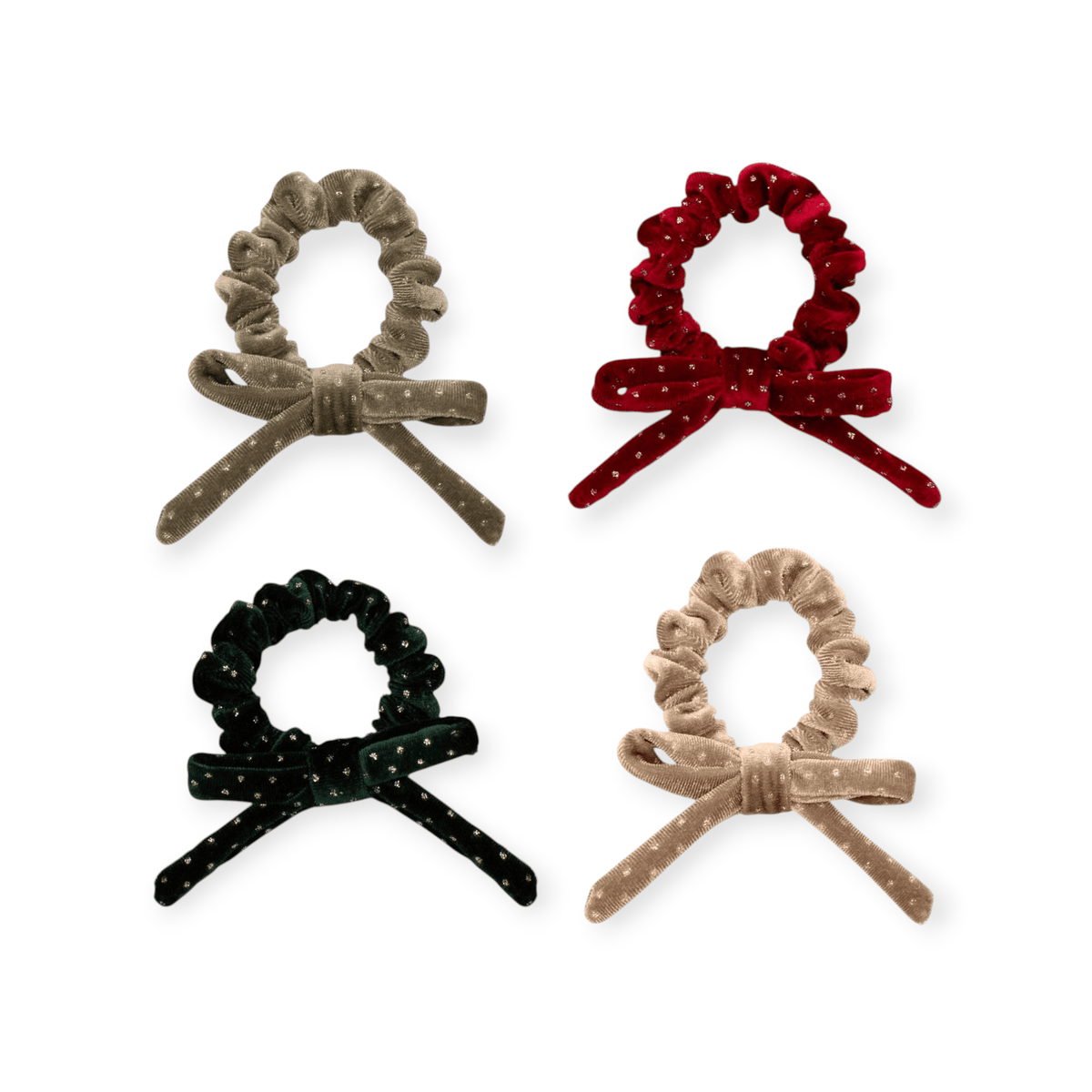 Mimi &amp; Lula Christmas Velvet Bow Scrunchies - Siliblu Boutique &amp; Atelier