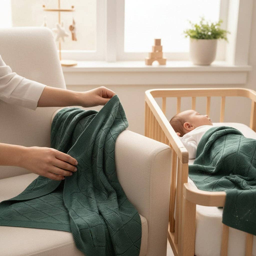 Nuvinokids Babydecke - Dunkelgrüne Herzen - Siliblu Boutique & Atelier