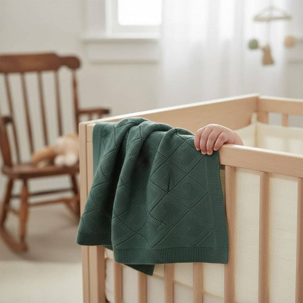 Nuvinokids Babydecke - Dunkelgrüne Herzen - Siliblu Boutique & Atelier