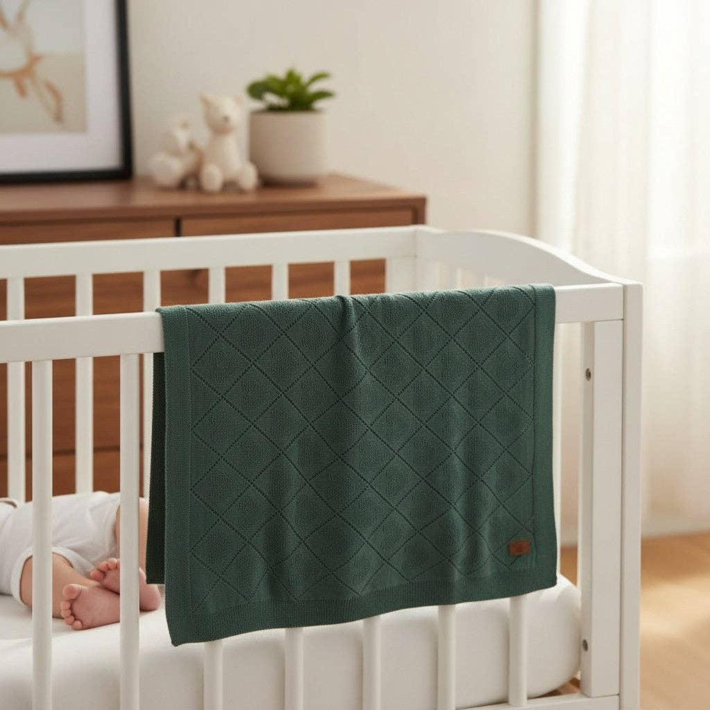 Nuvinokids Babydecke - Dunkelgrüne Herzen - Siliblu Boutique & Atelier