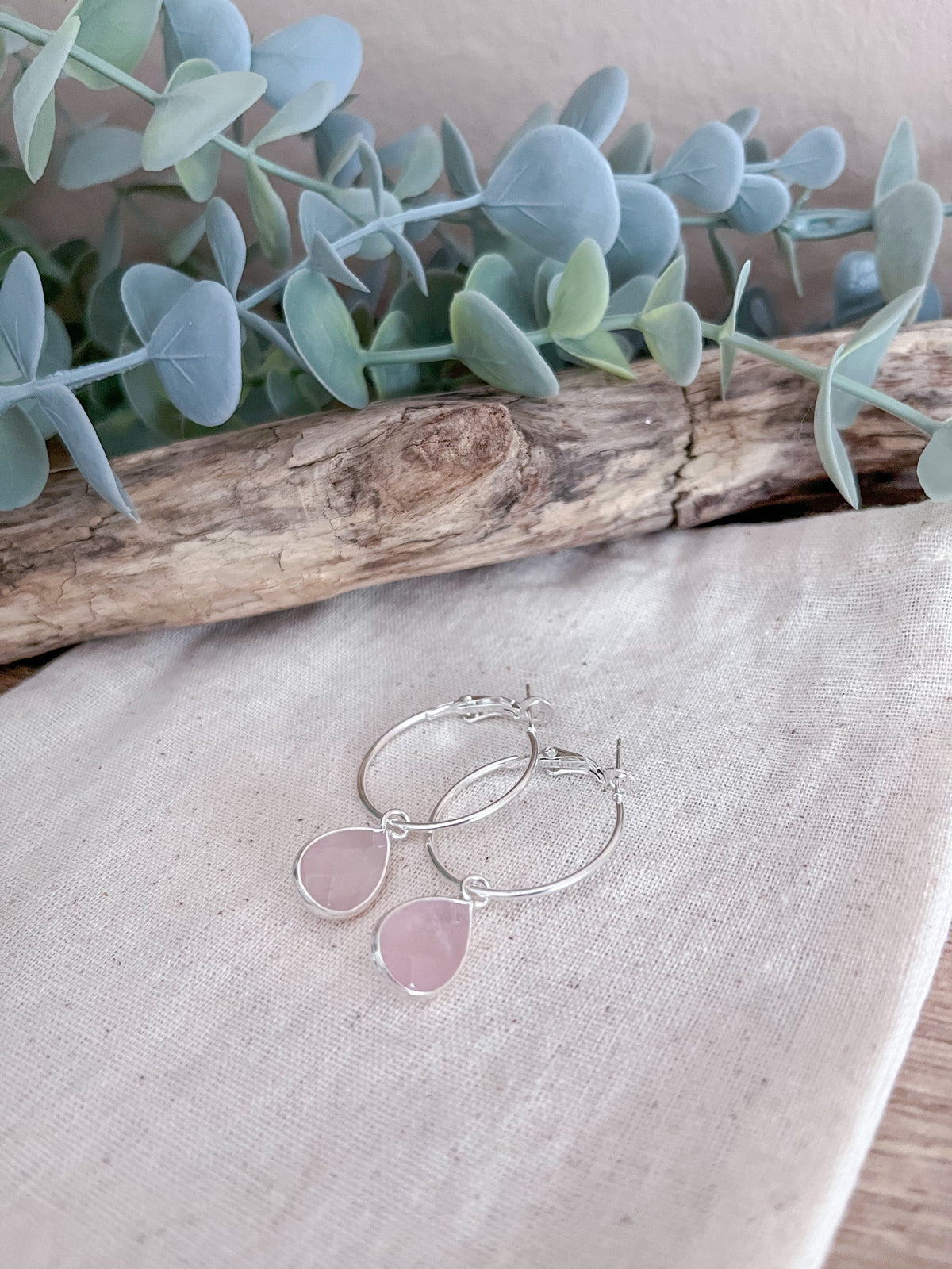 Ohrringe Silber mit Rosa - Naturstein - Siliblu Boutique &amp; Atelier