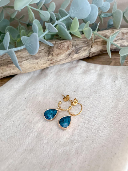 Ohrringe vergoldet "klein" mit Ozeanblauem - Naturstein - Siliblu Boutique &amp; Atelier