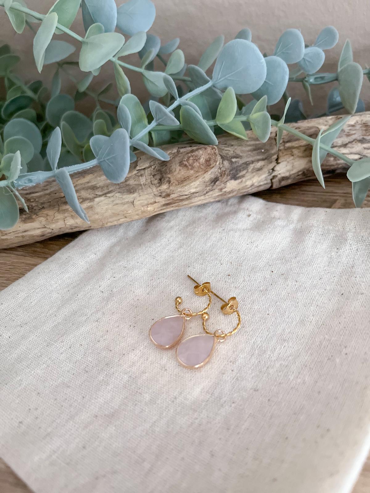 Ohrringe vergoldet "klein" Rosa - Naturstein - Siliblu Boutique &amp; Atelier