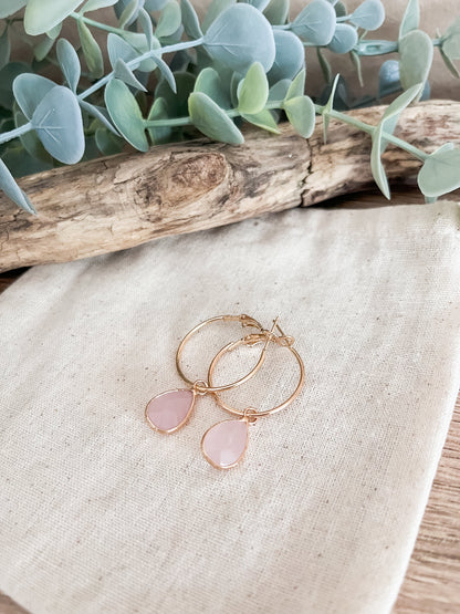 Ohrringe vergoldet mit Rosa - Naturstein - Siliblu Boutique &amp; Atelier
