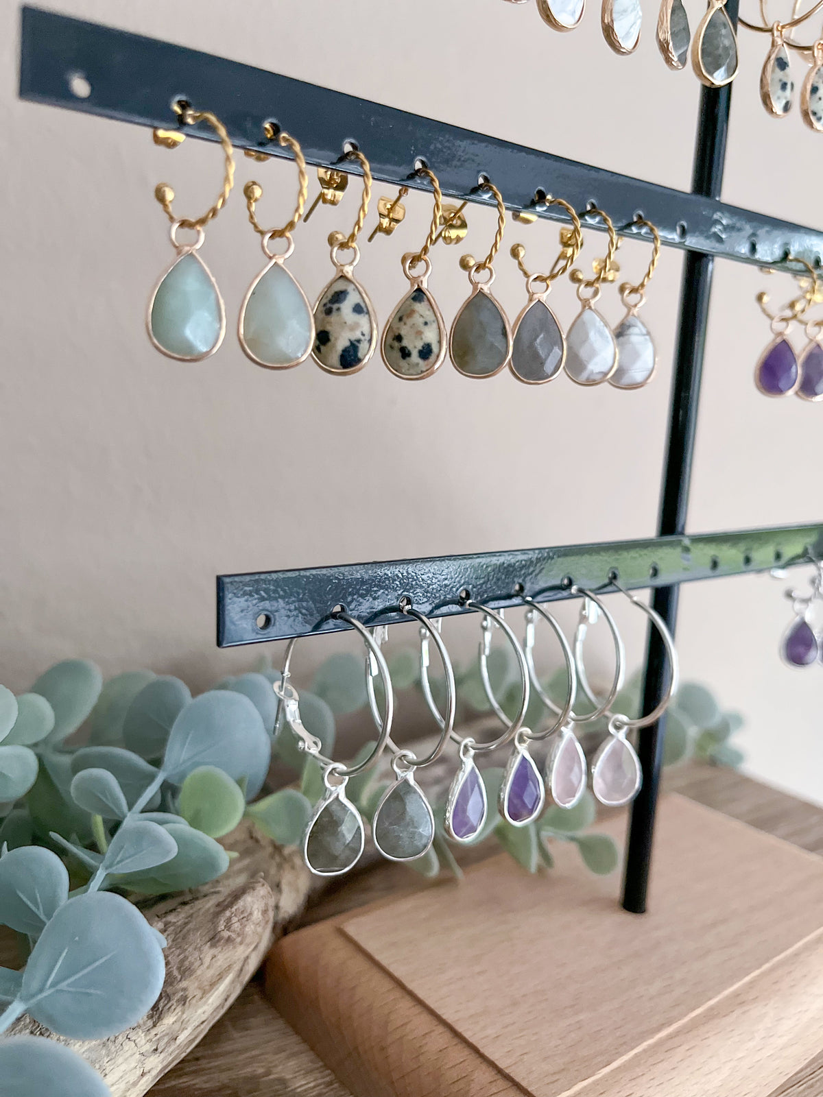 Ohrringe vergoldet mit Rosa - Naturstein - Siliblu Boutique &amp; Atelier