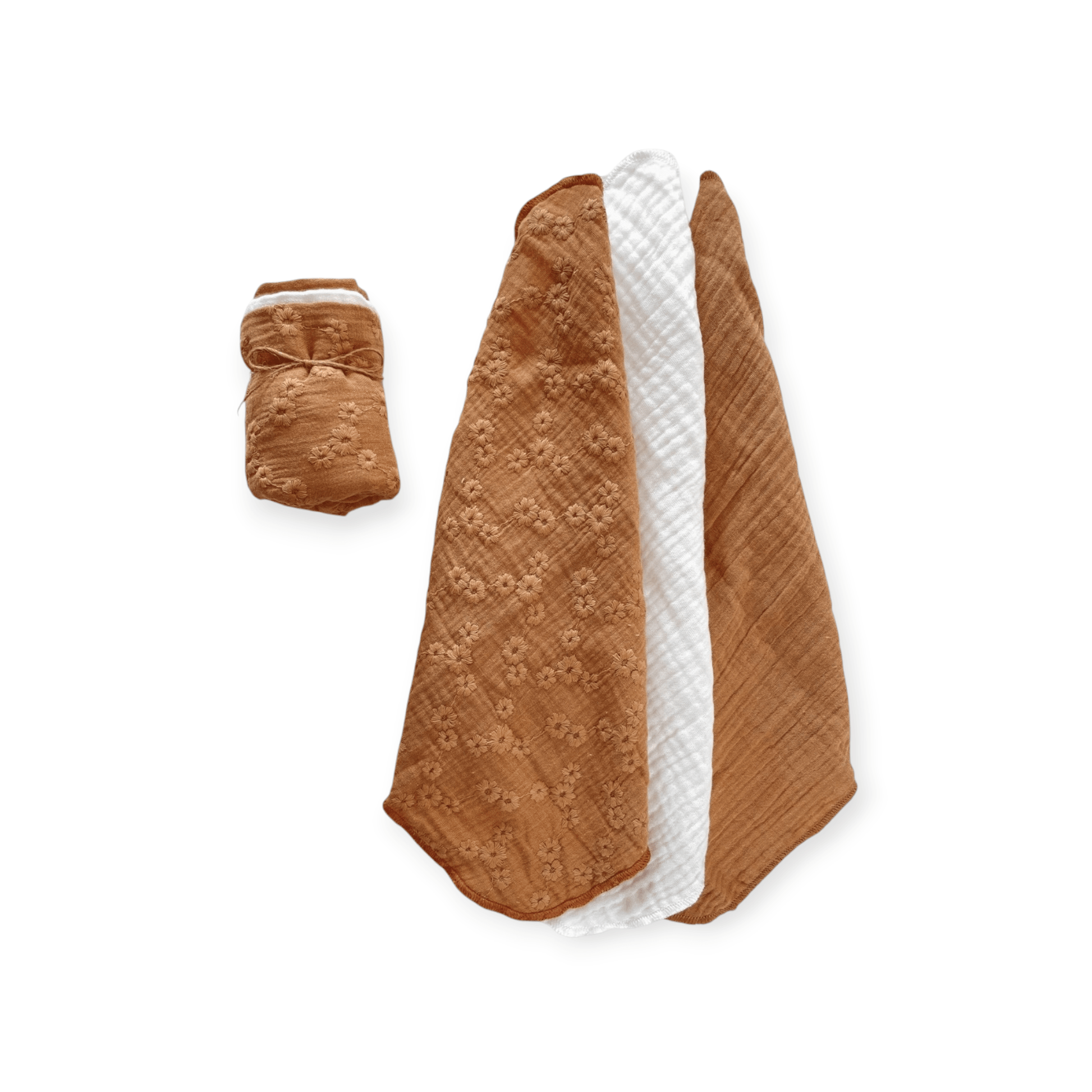 PETITE EvelinaApparel Musselinnuschi 3 - Set - Blumen bestickt, caramel - Siliblu Boutique & Atelier