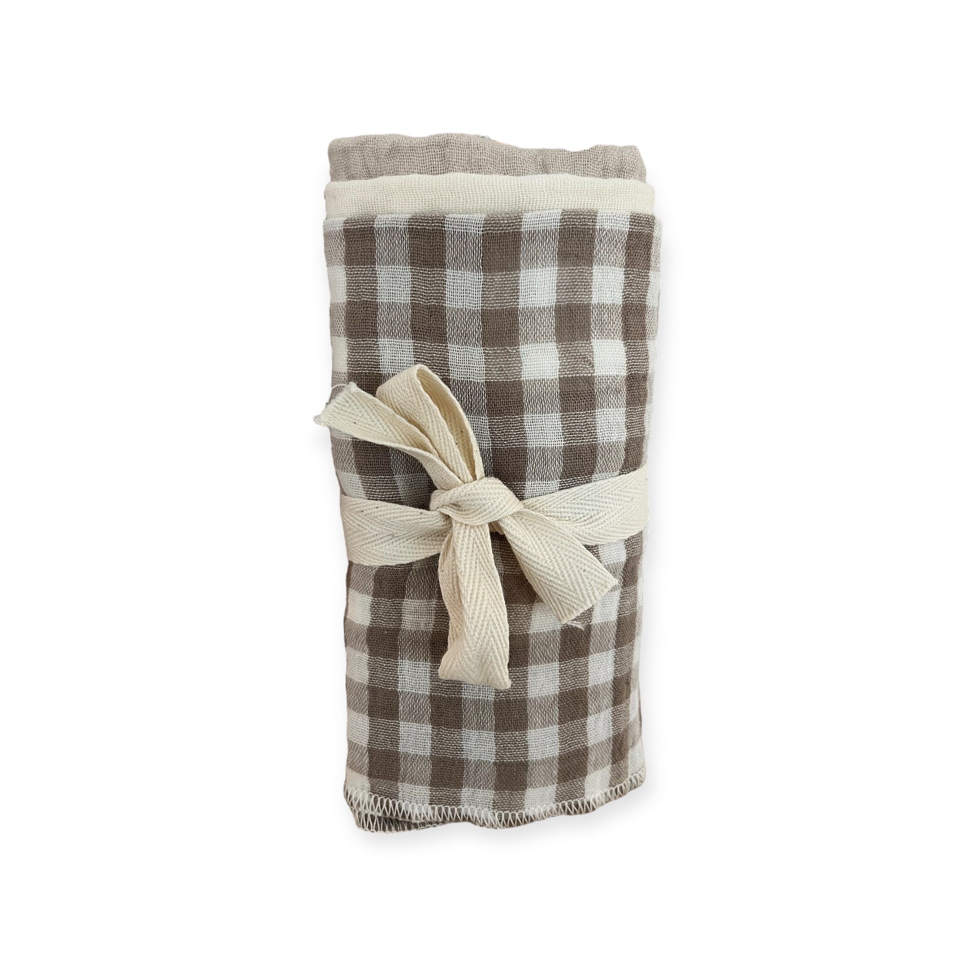 PETITE EvelinaApparel Musselinnuschi 3 - Set - Taupe - Karomuster - Siliblu Boutique & Atelier