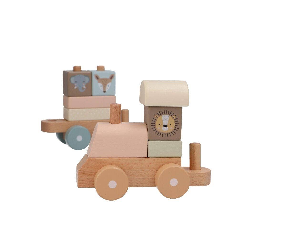 Steckspiel-Holzzug mit Bausteinen - Beige - Siliblu Boutique & Atelier