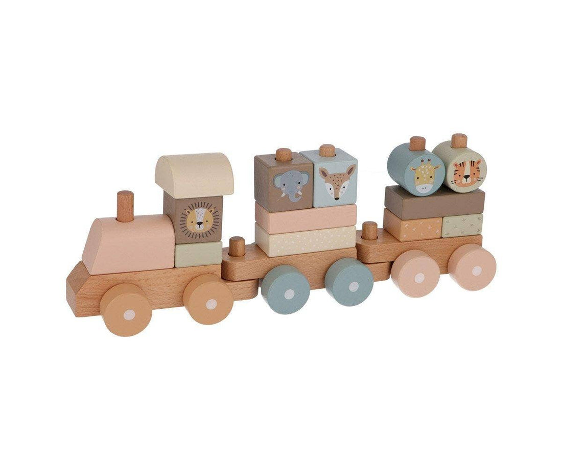 Steckspiel-Holzzug mit Bausteinen - Beige - Siliblu Boutique &amp; Atelier