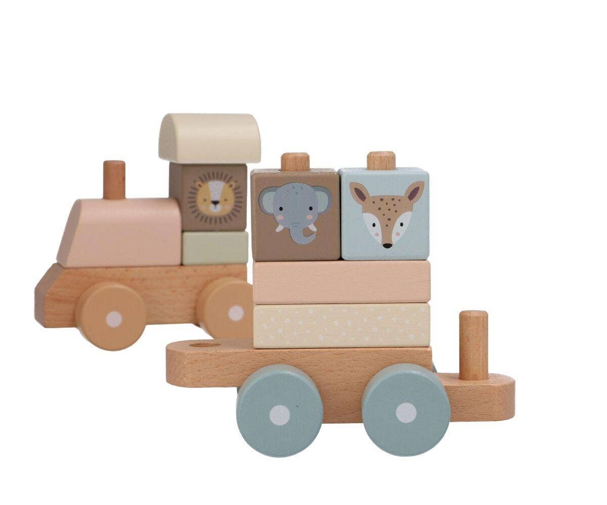 Steckspiel-Holzzug mit Bausteinen - Beige - Siliblu Boutique & Atelier
