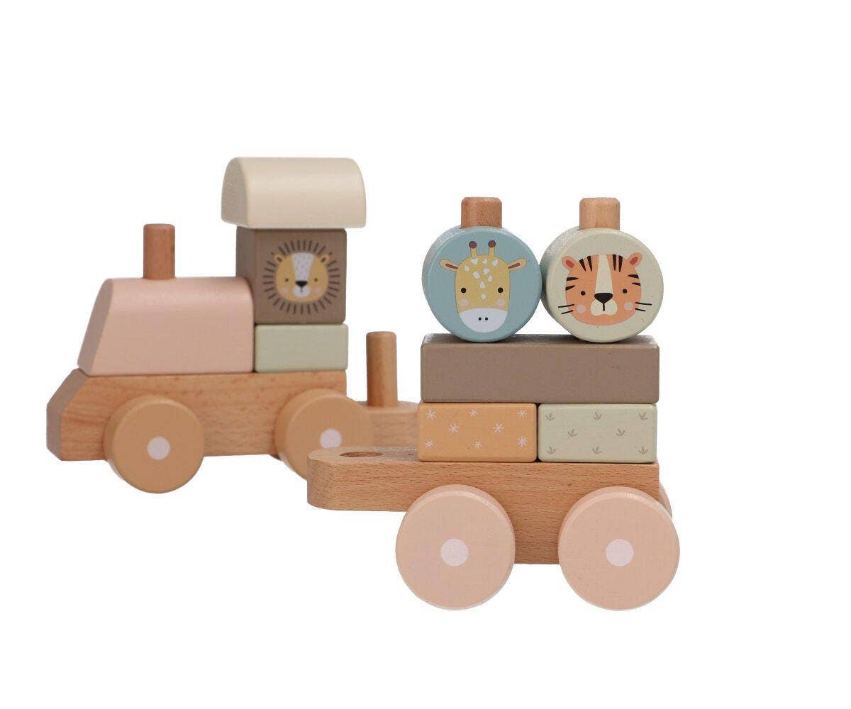 Steckspiel-Holzzug mit Bausteinen - Beige - Siliblu Boutique & Atelier
