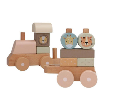 Steckspiel-Holzzug mit Bausteinen - Beige - Siliblu Boutique &amp; Atelier