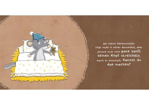 Streichel den Siebenschläfer - Ein Gute - Nacht - Mitmachbuch. - Siliblu Boutique &amp; Atelier