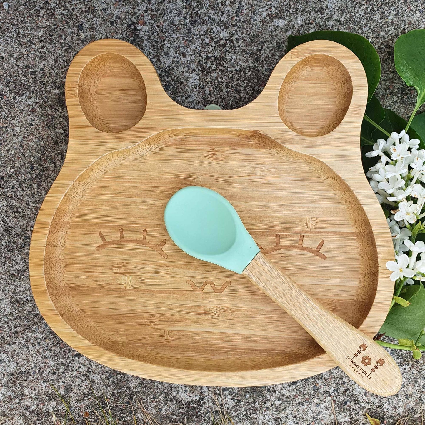 Summerville organic Bambusgeschirr für Kinder - Hase Cameo Green - Siliblu Boutique & Atelier