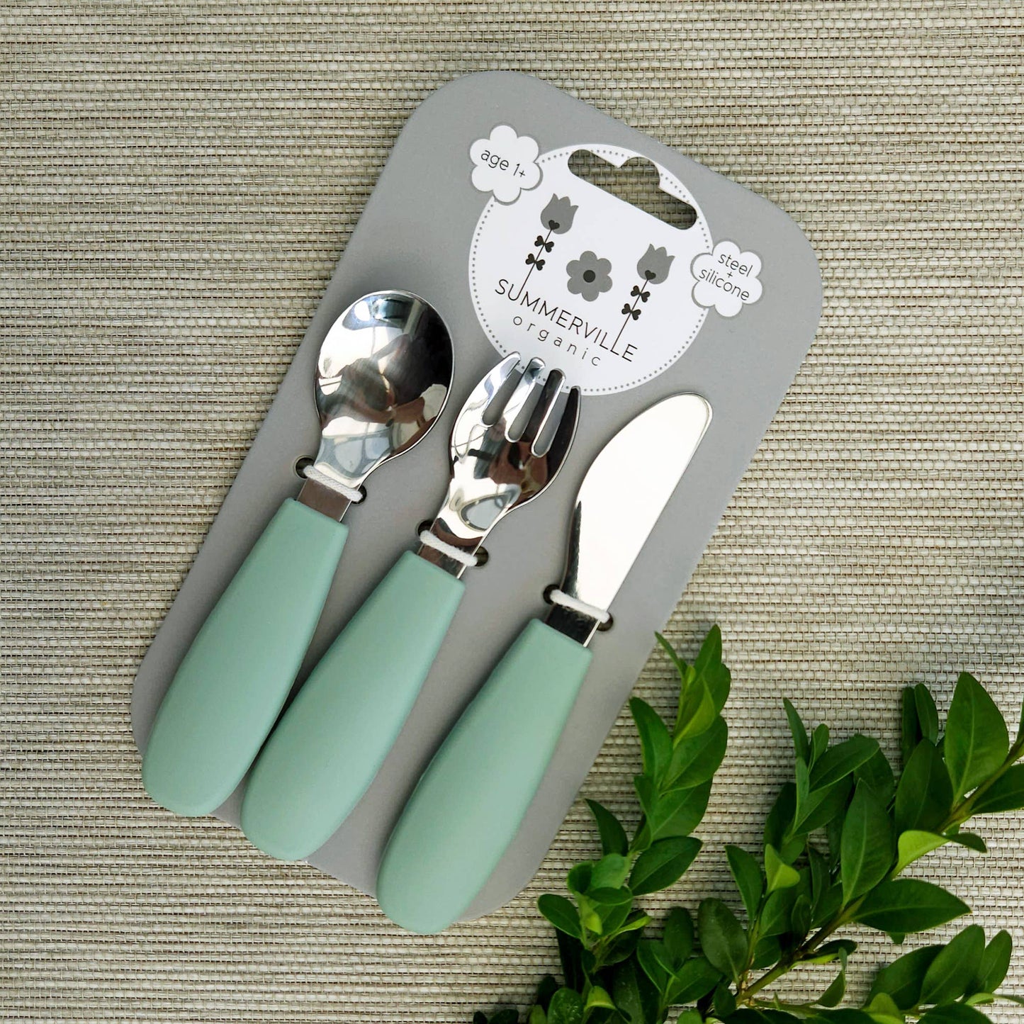 Summerville organic Kinderbesteck Silikonstahl - Cameo Green - Siliblu Boutique & Atelier