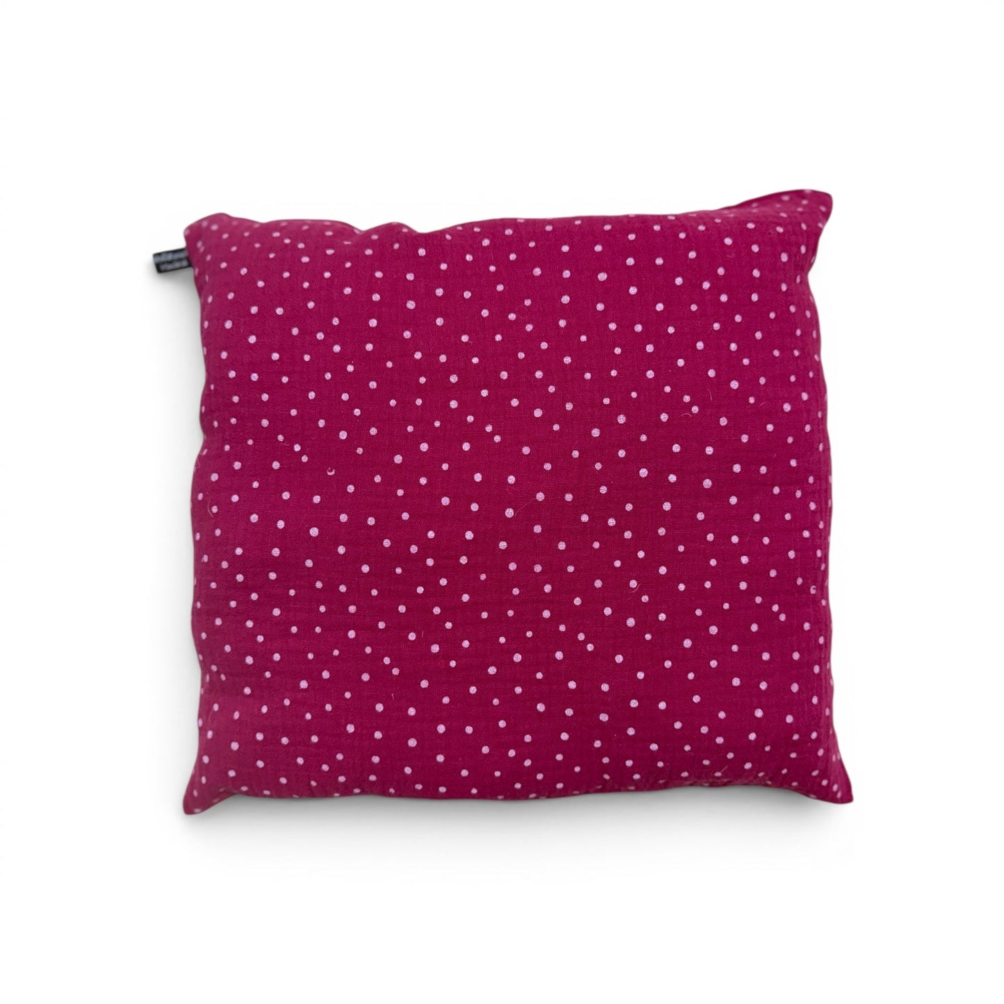 Wollreich Kissen mit Schafswollkügeli Fuchsia - gepunktet - Siliblu Boutique & Atelier