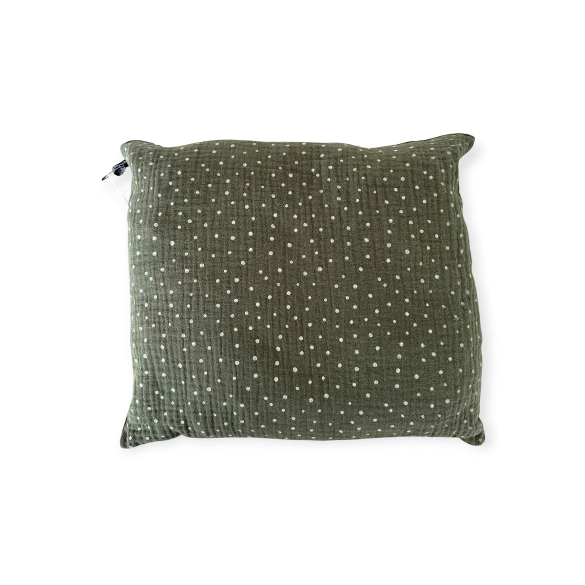 Wollreich Kissen mit Schafswollkügeli Olive - gepunktet - Siliblu Boutique & Atelier