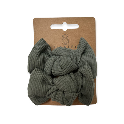 Neyla Bow Double Clip "Forest" - Siliblu Boutique &amp; Atelier