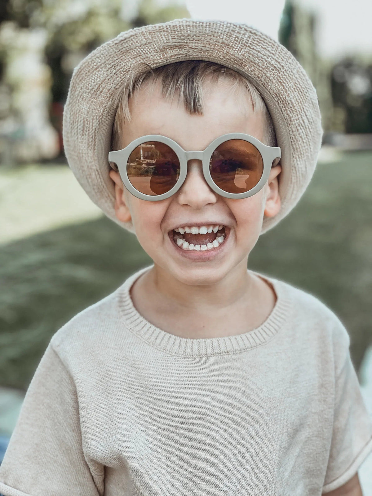 Sonnenbrille Retro "rund" Grau - Siliblu Boutique &amp; Atelier